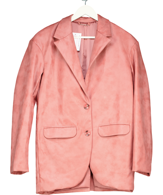 House of CB Warm Pink Vegan Leather Oversized Blazer UK 8