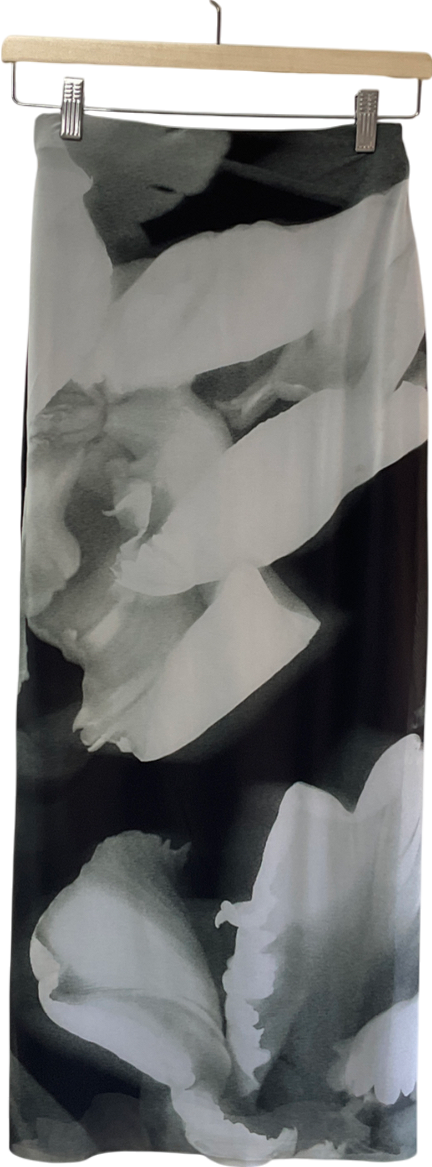 River Island Black Floral Mesh Maxi Skirt UK 6