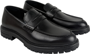 Dune Black Leather Chunky Loafers UK 8 EU 42