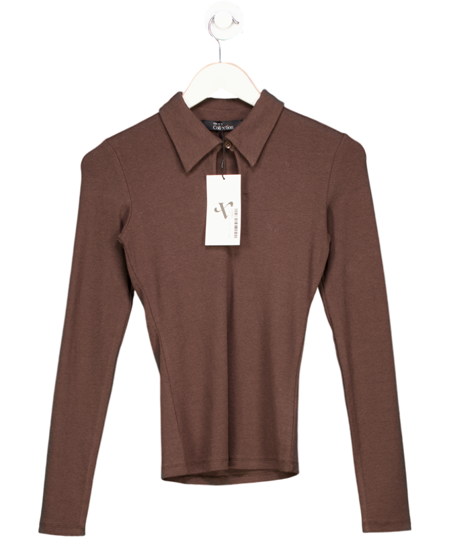 V BY VERY Brown The Very Collection Chocolate Jersey Long Sleeve Top UK 8