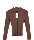 V BY VERY Brown The Very Collection Chocolate Jersey Long Sleeve Top UK 8