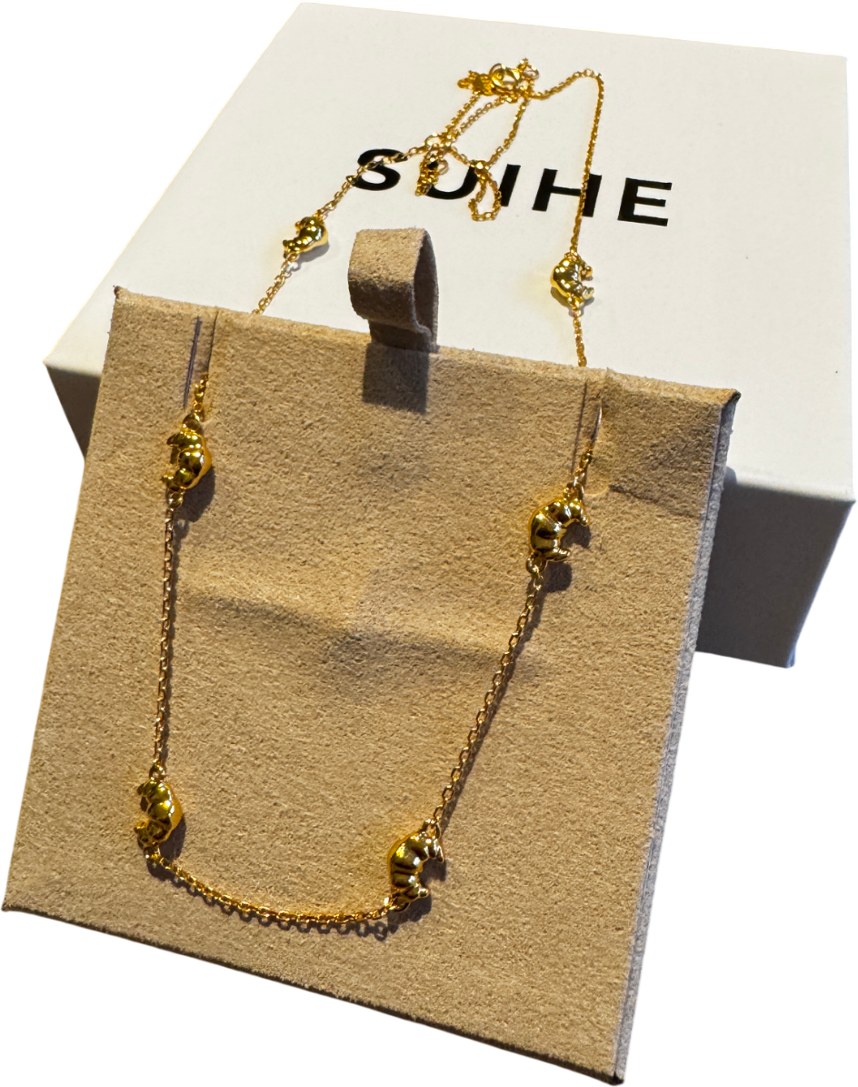 SUIHE 18k Yellow Gold Vermeil Over Sterling Silver Croissant Mini Charm Necklace