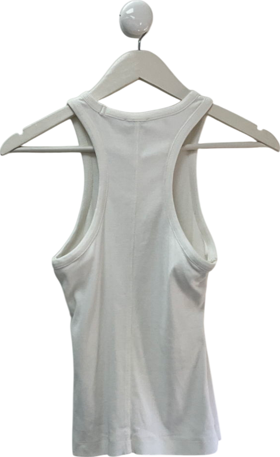 REISS Andi Ribbed Cotton Blend Cropped Vest In White UK S