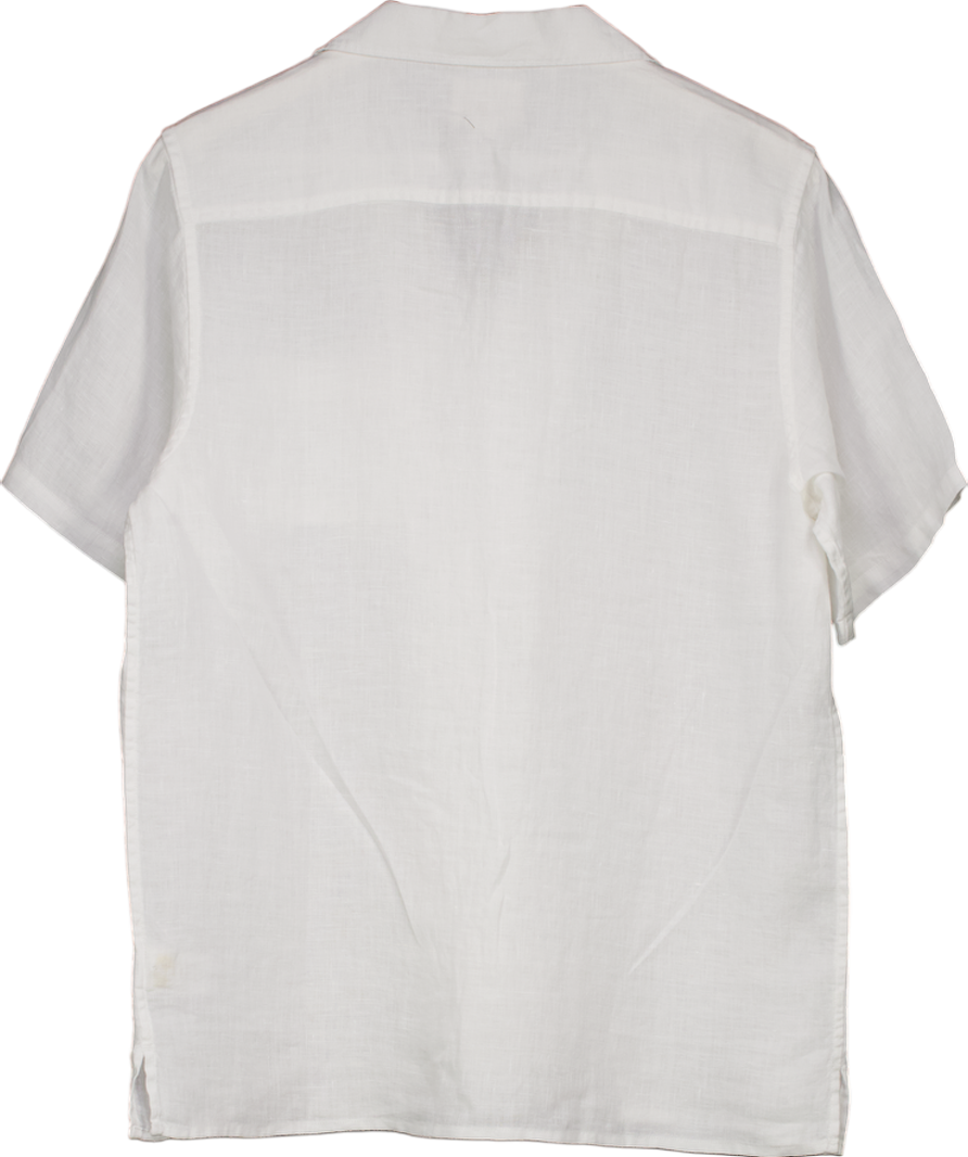 lucky # brand White Camp Collar Short Sleeve Shirt UK S