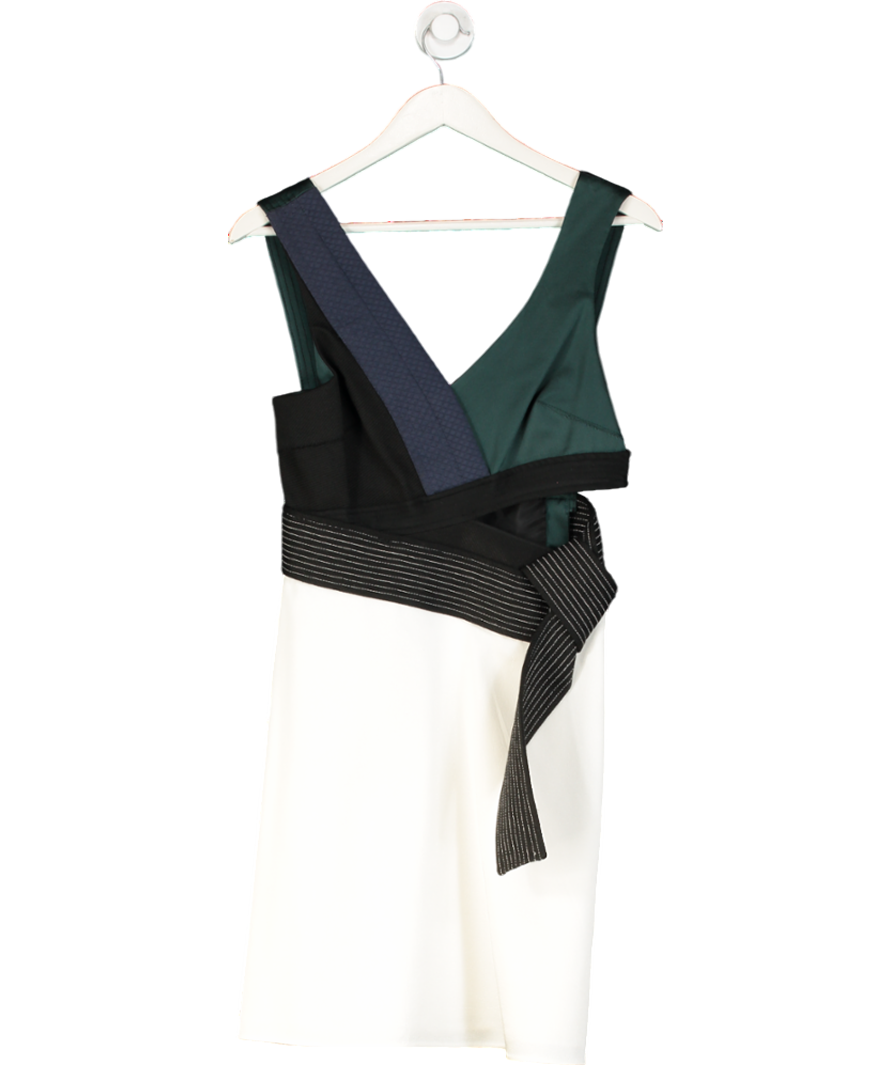 Phillip Lim Cream Colour block Judo Cut Out Crepe Mini Dress UK 4