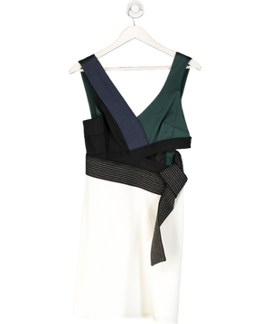 Phillip Lim Cream Colour block Judo Cut Out Crepe Mini Dress UK 4