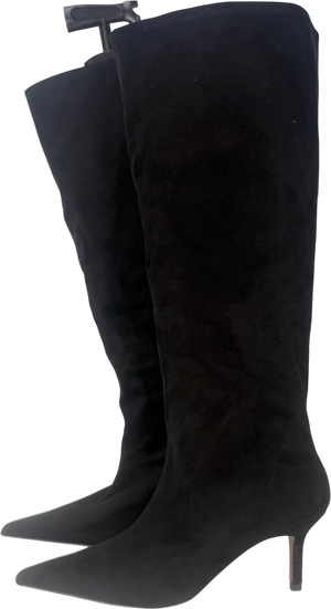 ASOS Pull-on Kitten Heeled Knee Boots In Black Suede UK 5 EU 38