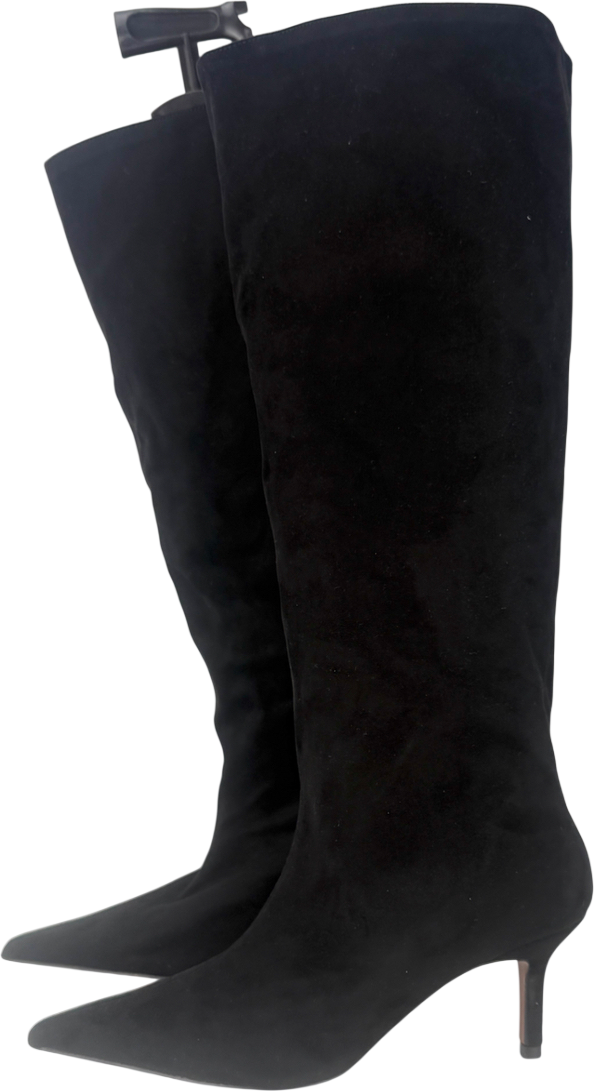 ASOS Pull-on Kitten Heeled Knee Boots In Black Suede UK 5 EU 38 👠