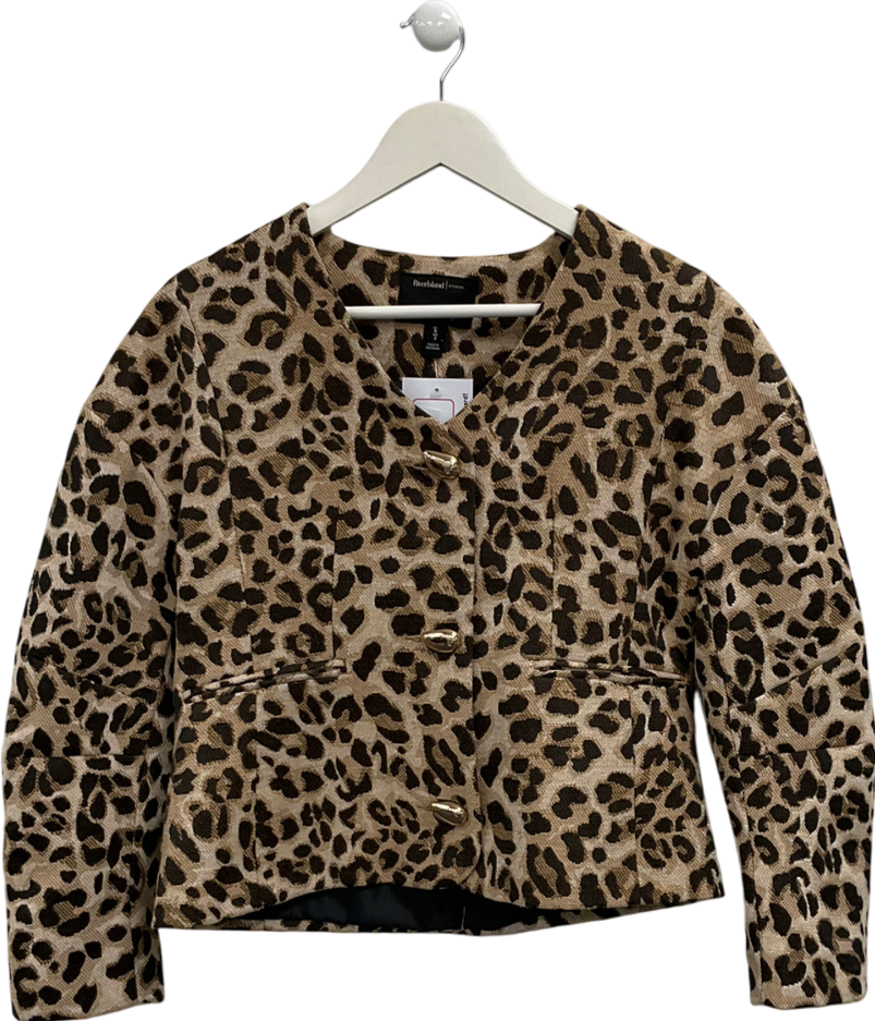 River Island Brown Leopard Print Structured Blazer UK 6