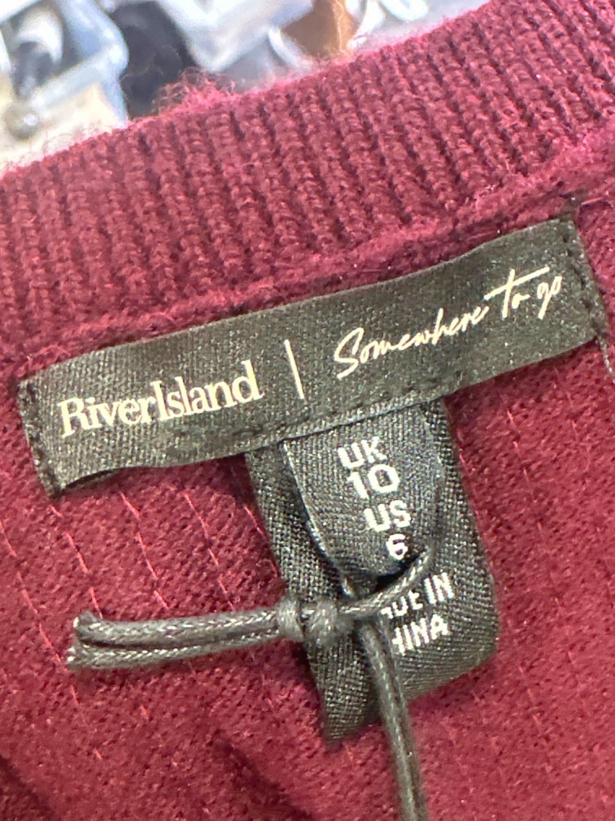 River Island Dark Red Sequin Bodycon Midi Dress UK 10