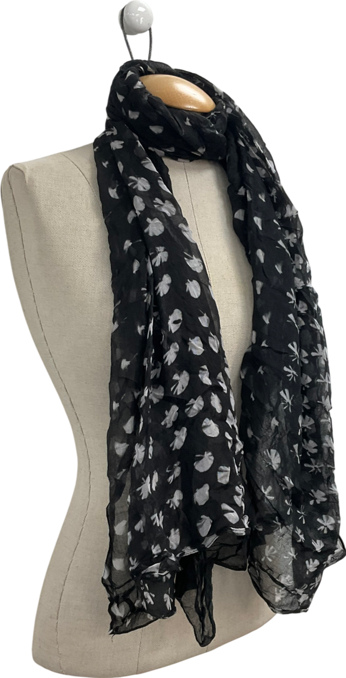 AllSaints Black Modal Leaf Print Scarf One Size