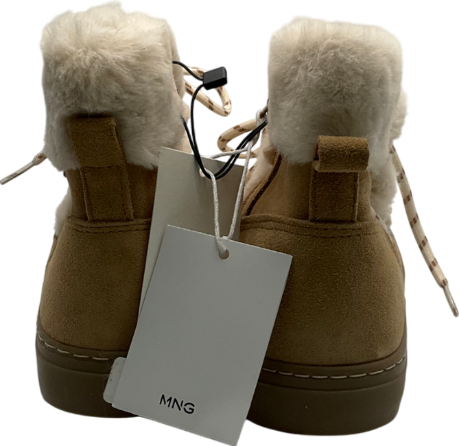 MANGO Beige Fur Leather Ankle Boots UK 3 EU 36 👠