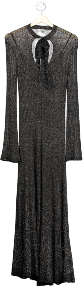 Zara Black Metallic Knit Long Dress UK S