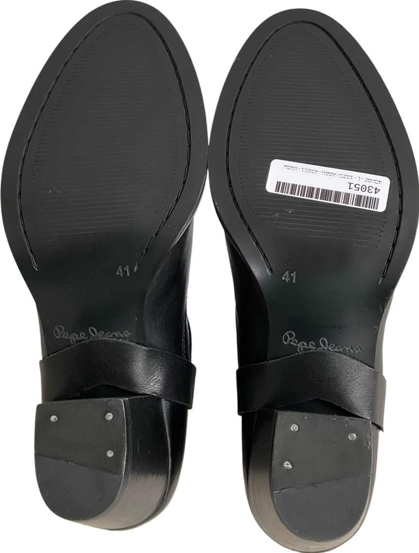Pepe Jeans Black Luna Rock Leather Ankle Boots UK 7 EU 40 👠