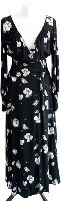 Free People Black Floral So Sweetly Midi Dress UK S