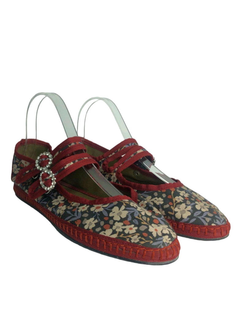 Sveti Stefan Red Floral Print Mary Jane Shoes UK 5 EU 38