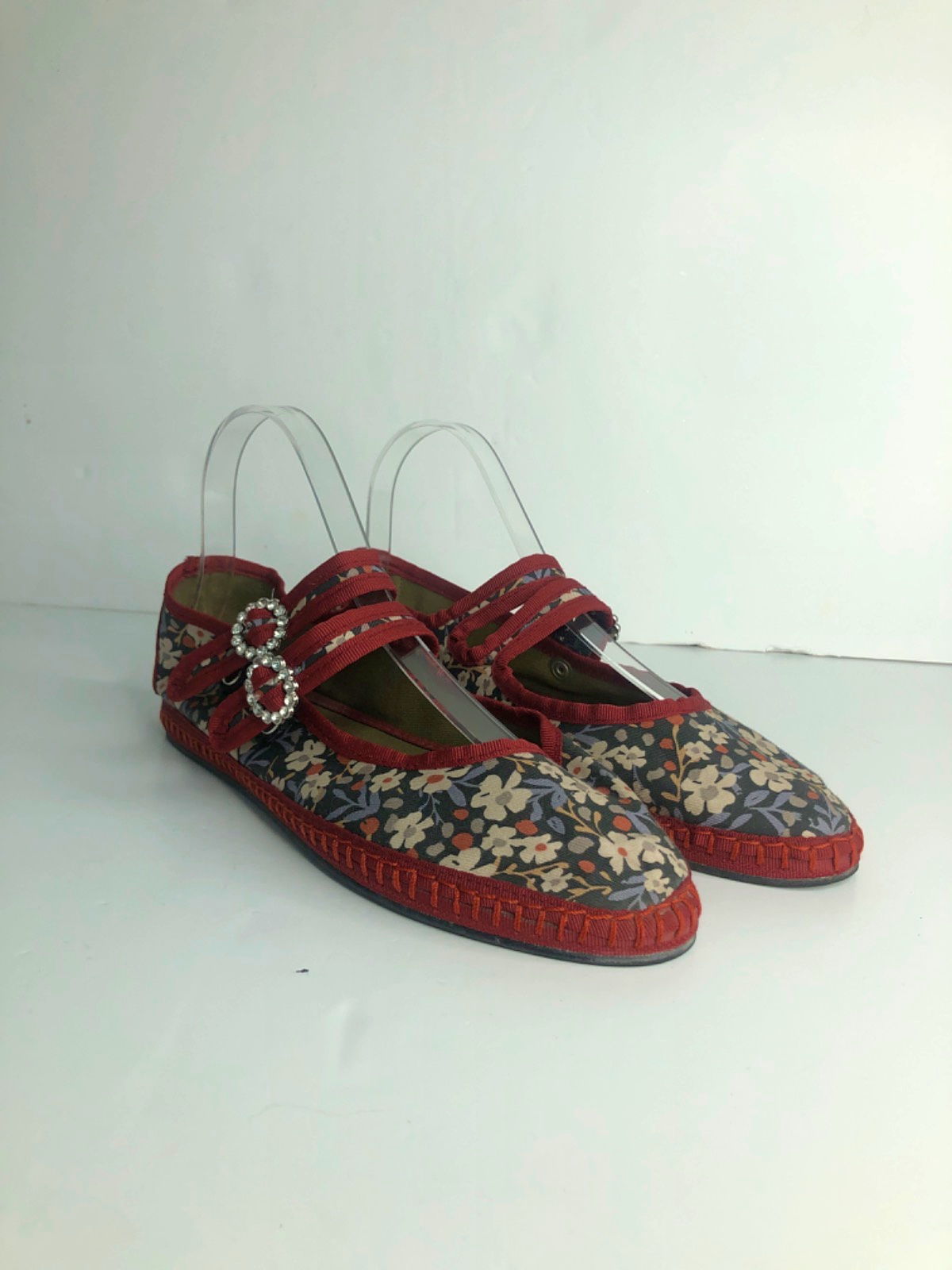 Sveti Stefan Red Floral Print Mary Jane Shoes UK 5 EU 38
