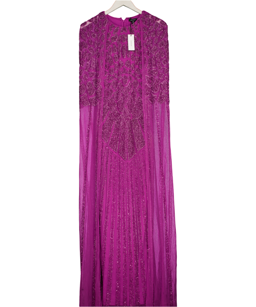 Karen Millen Purple Premium Embellished Caped Maxi Dress UK 6