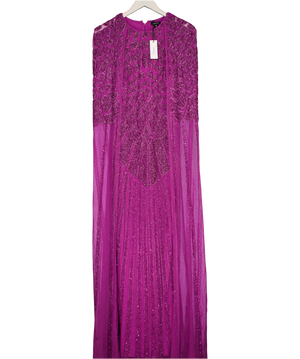 Karen Millen Purple Premium Embellished Caped Maxi Dress UK 6