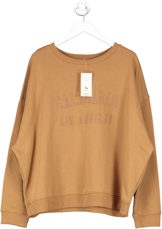 TU Brown Tan Slogan Boxy Coord Sweatshirt UK XL