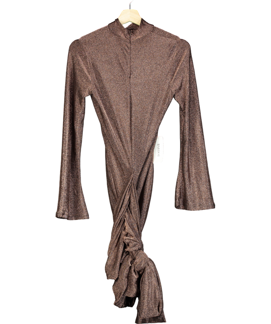 Bardot Brown Seraphina Tie Front Dress In Bronze UK 10