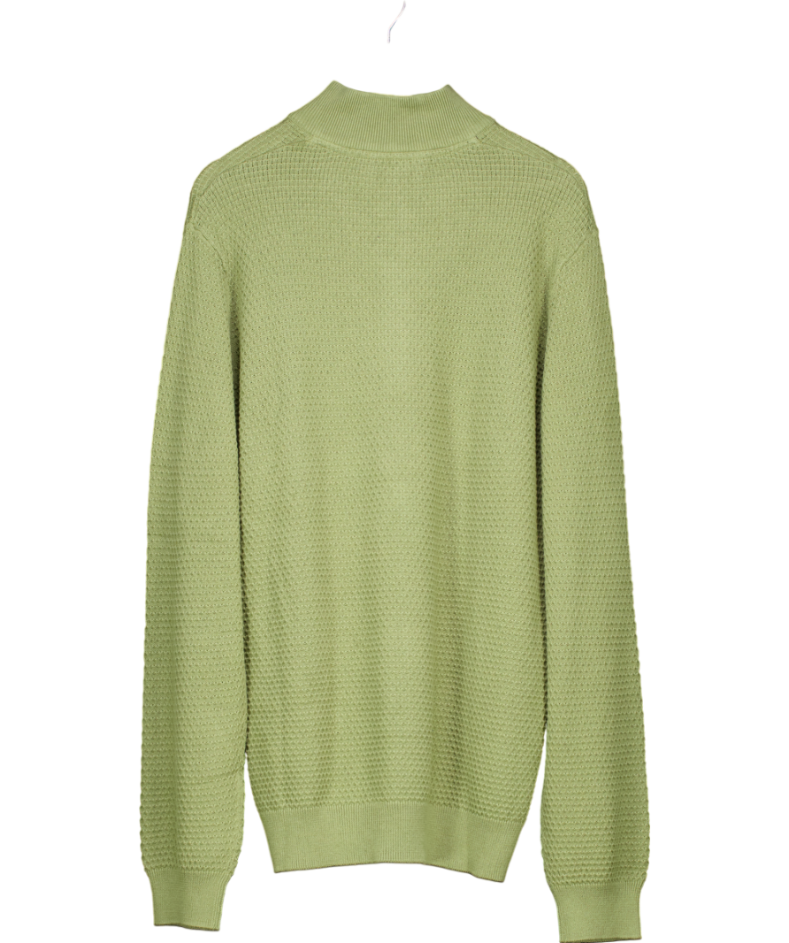 Crew Clothing Green Organic Cotton Half Zip Logo Jumper UK M