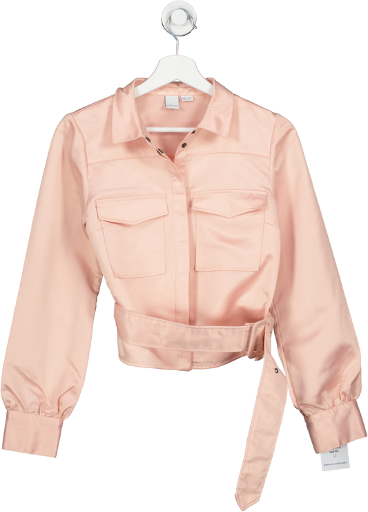 lost ink Pink Lost Ink Western Shirt With Belt Detail In Satin UK 8