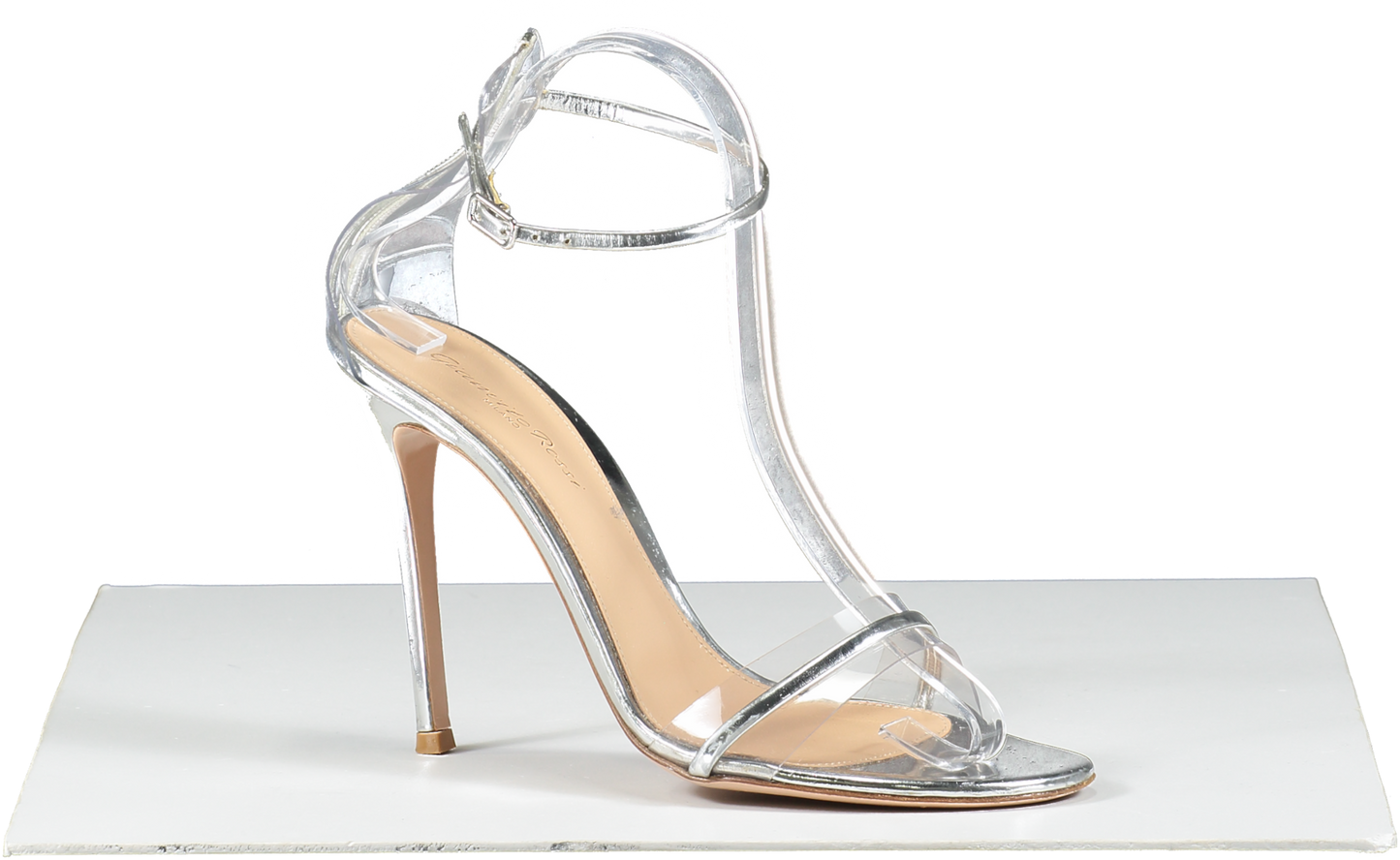 Gianvito Rossi Metallic Silver Leather And Pvc Heeled Sandals UK 6 EU 39 👠