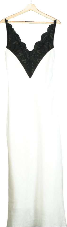 DISSH White And Black Hazel Lace & Linen Maxi Dress UK 8