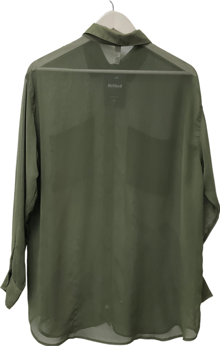 chiffon Oversized Khaki Green Blouse One Size