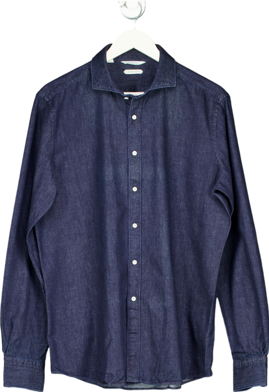 Suitsupply Blue Slim Fit Egyptian cotton denim Shirt SZ16 UK L