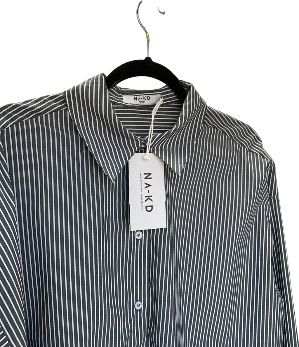 NA-KD Grey Oversized Cotton Shirt UK 8