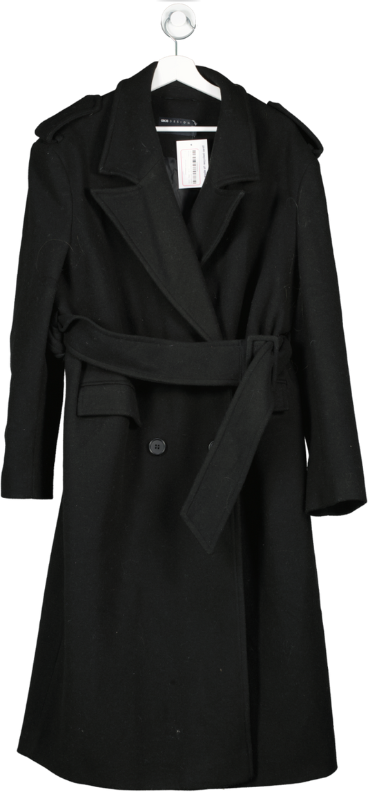 ASOS Black Soft Belted Trench Coat UK 10