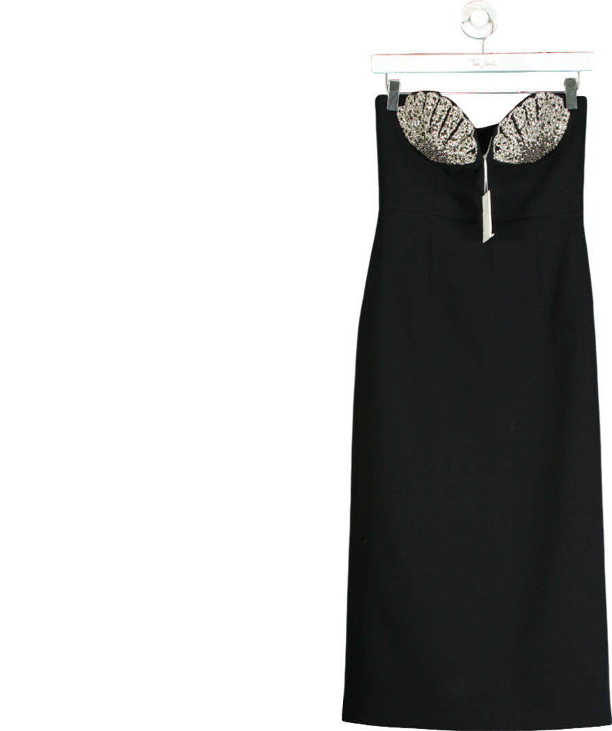 Rebecca Vallance Black Cordelia Strapless Crystal-embellished Crepe Midi Dress UK 8