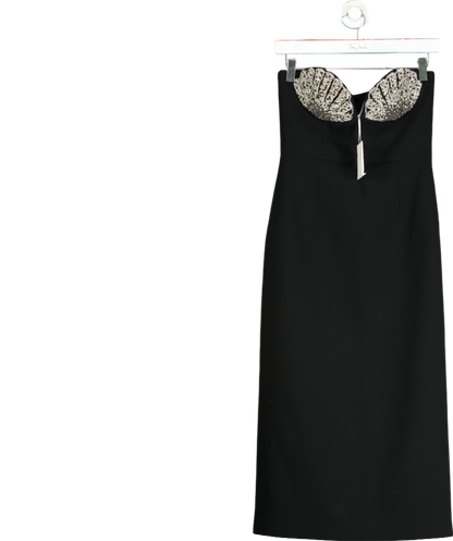 Rebecca Vallance Black Cordelia Strapless Crystal-embellished Crepe Midi Dress UK 8