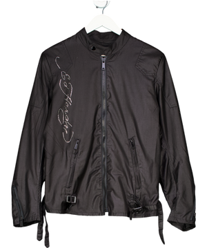 Ed Hardy Black Crystal Logo Bomber Jacket UK S