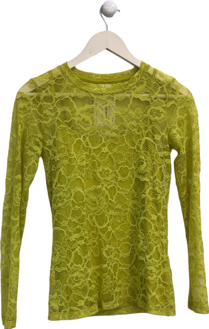 Finery Yellow Lace Long Sleeve Top UK 6