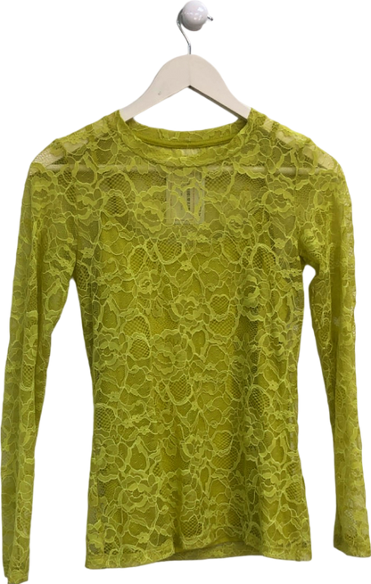 Finery Yellow Lace Long Sleeve Top UK 6