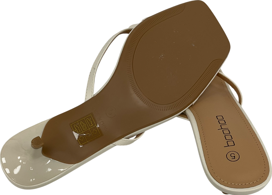 boohoo Cream Toe Post Low Heeled Mules UK 5 EU 38 👠