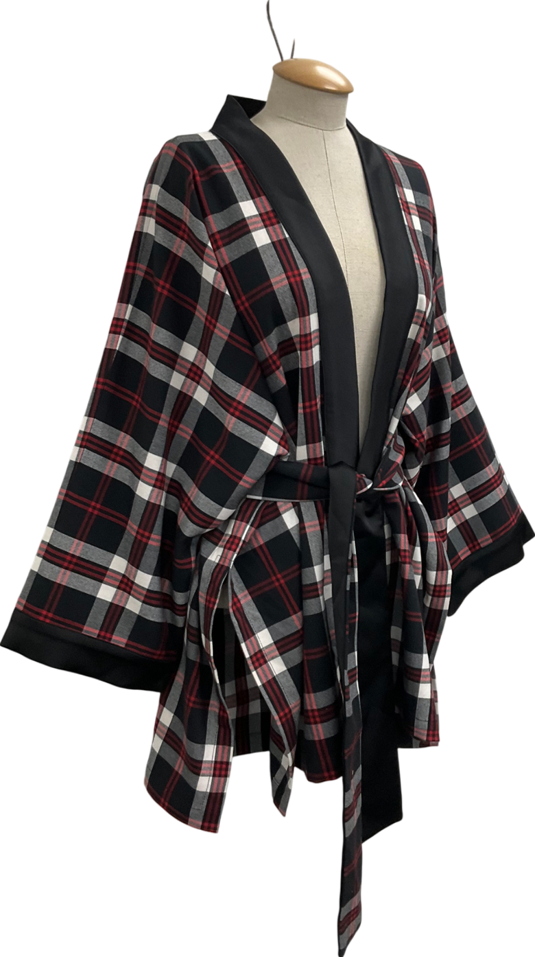 Locker Room Red Tartan Kimono UK S