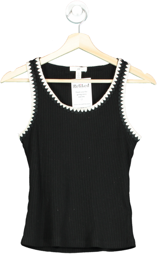 H&M Black Ribbed Tank Top UK S