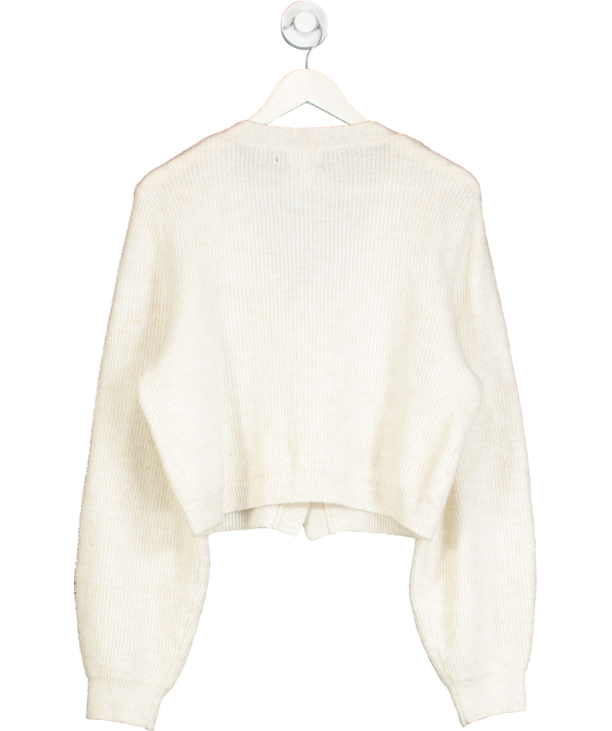 H&M Cream Rhinestone-bow Rib-knit Cardigan UK M