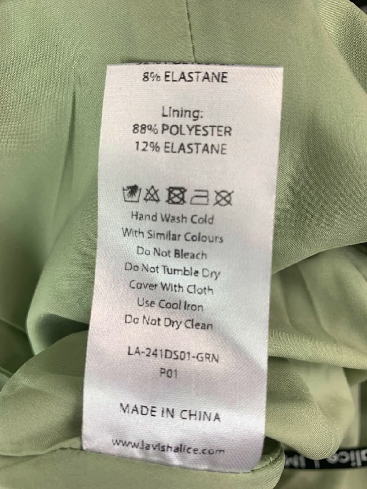 Lavish Alice Sage Fluted Feather Dress Blazer Mini Dress Size UK 6