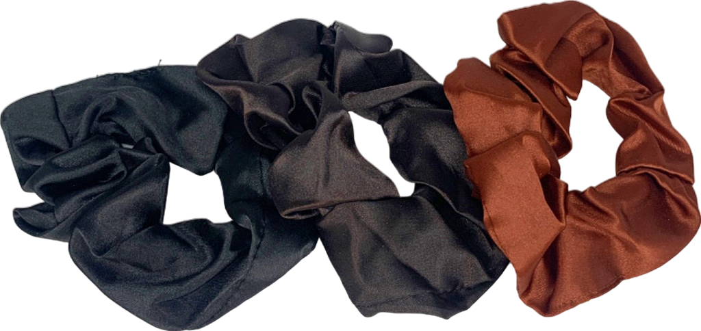 Black & Brown Satin Scrunchies One Size