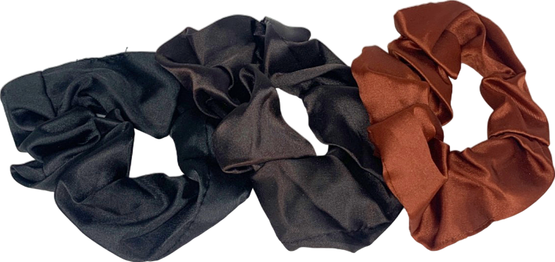 Black & Brown Satin Scrunchies One Size