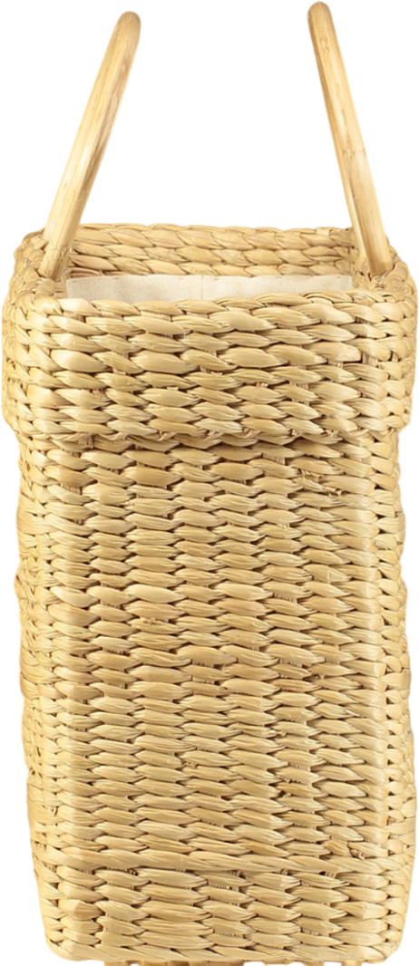 POOLSIDE Beige Structured Natural Straw Woven Large "bisous Bisous"  Kisses Basket Bag