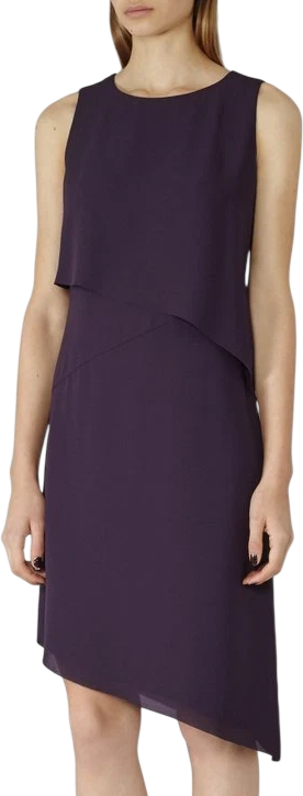 REISS Deep Amethyst Purple Aya Asymmetric shift Dress UK 10