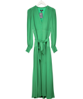ME + EM Green Silk Statement V-neck Maxi Dress UK 10