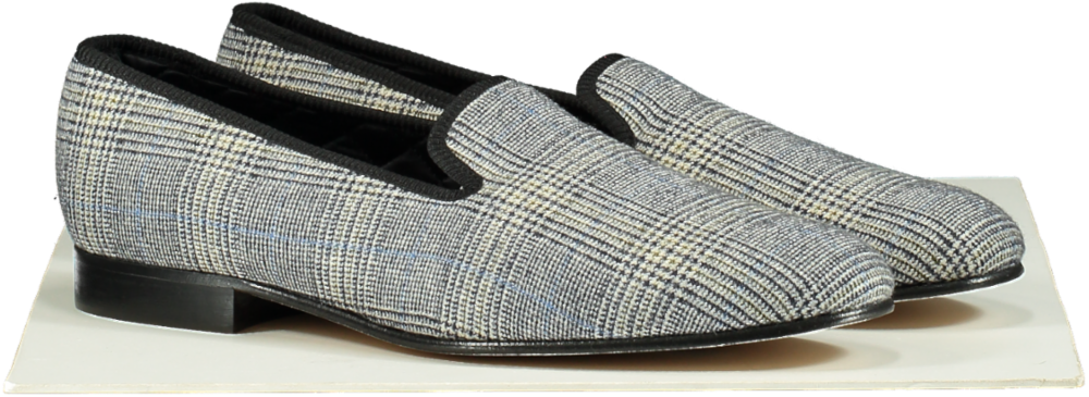 Lord Loafers Black/Grey Plaid Handmade Loafers UK 11