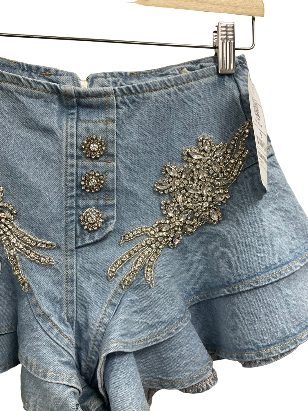 Kikiriki Blue Embellished Ruffle Skort UK S